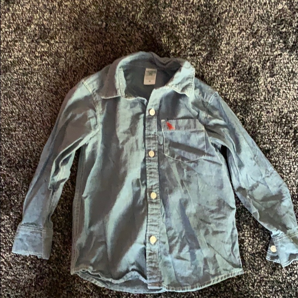 Long sleeve blue button down shirt